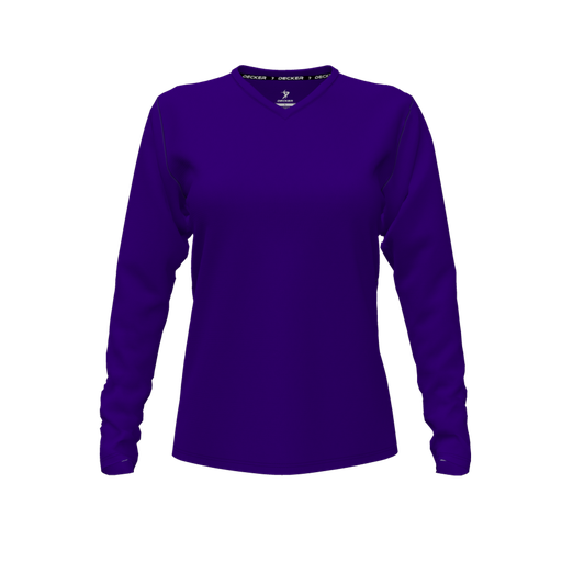 [FTLVCFPP-FYXS-LOGO3] Decker Comfort T-Shirt (Female Youth XS, Purple, V Neck, Logo 3, Long Sleeve)