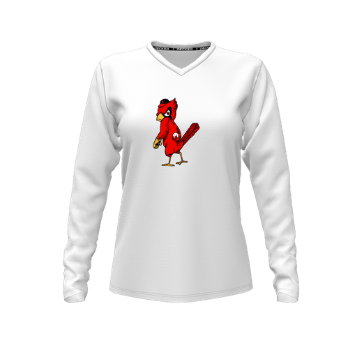 [FTLVPTWH-FYXS-LOGO1] Decker Performance T-Shirt (Female Youth XS, White, V Neck, Logo 1, Long Sleeve)