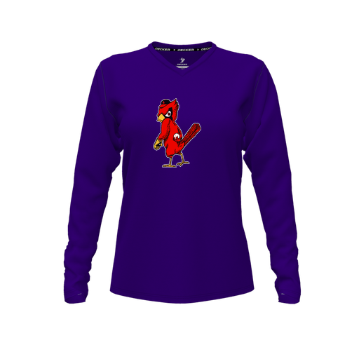 [FTLVCFPP-FYXS-LOGO1] Decker Comfort T-Shirt (Female Youth XS, Purple, V Neck, Logo 1, Long Sleeve)