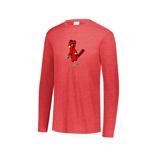 [3075.V96.XS-LOGO1] Decker Men's Tri-Blend T-Shirt - Long Sleeve (Adult XS, Red, Logo 1)