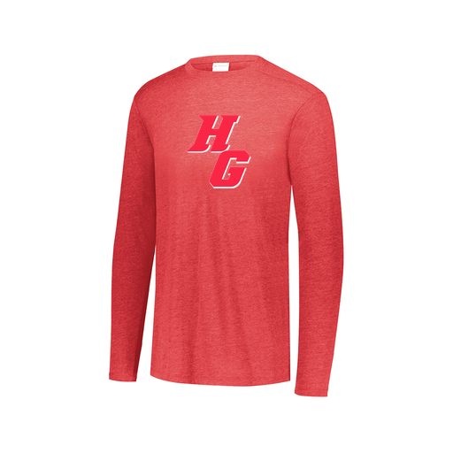 [FTLCUBRD-AXS-LOGO2] Decker Men's Tri-Blend T-Shirt - Long Sleeve (Adult XS, Red, Logo 2)