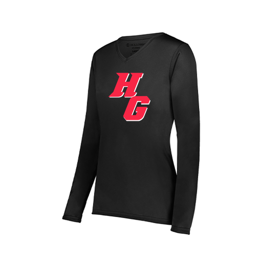 [222824.080.S-LOGO2] Ladies LS Smooth Sport Shirt (Female Adult S, Black, Logo 2)