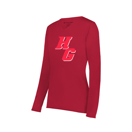 [222824.083.S-LOGO2] Ladies LS Smooth Sport Shirt (Female Adult S, Red, Logo 2)